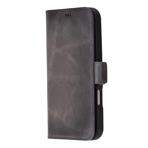 Bayelon Leather Wallet Case for iPhone 16 Pro Max 6.9", Flip Cover Card Holder, iPhone 16 Pro Max Wallet Case, Kickstand Folio Case, MagSafe Compatible Flip Cover, RFID Blocking (Smoked Black) - color: Smoked Black, size: iPhone 16 Pro Max