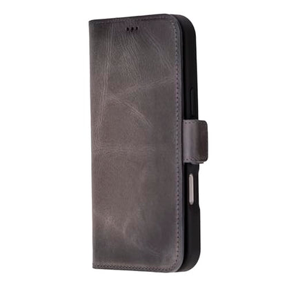 Bayelon Leather Wallet Case for iPhone 16 Pro Max 6.9", Flip Cover Card Holder, iPhone 16 Pro Max Wallet Case, Kickstand Folio Case, MagSafe Compatible Flip Cover, RFID Blocking (Smoked Black) - color: Smoked Black, size: iPhone 16 Pro Max