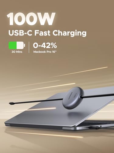 UGREEN 100W Retractable USB C Cable, Fast Charging, Black, 3.3FT - color: Black