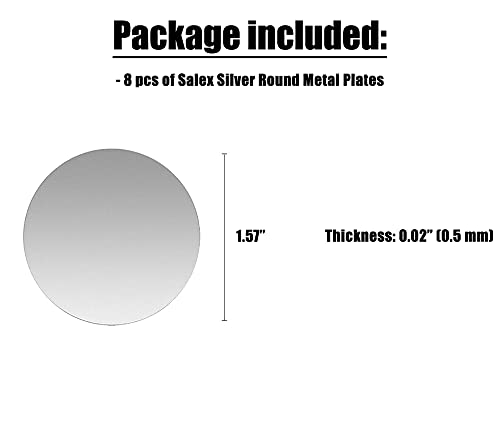 SALEX Cell Phone Metal Plates for Magnetic Car Mount, Wall, Phone Holder. Replacement Set of 8 Silver Round Iron Discs for Magnet Mount. 3M Adhesive Thin Steel Phone Case Back Magnet Stickers 8 Pack. - color: Silver Round