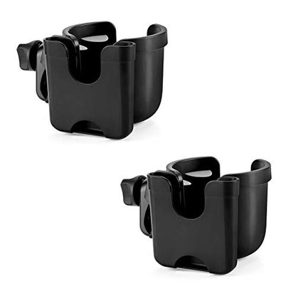 Accmor Stroller Cup Holder with Phone Holder, Bike Cup Holder, Universal Cup Holder for Uppababy Nuna Strollers, 2-in-1 Drinks Holder for Walker, Wheelchair, Scooter - color: All Black & All Black