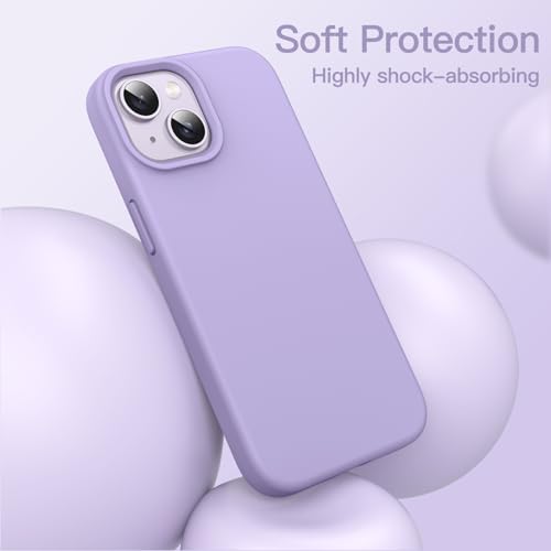 JETech Silicone Case for iPhone 14, Light Purple | Silky Soft Touch, Shockproof Protection, Scratch Resistant, Microfiber Lining - color: Light Purple, size: iPhone 14
