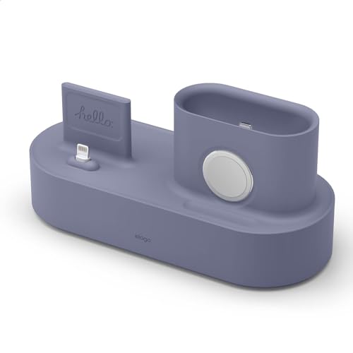 elago 3 in 1 Charging Station for iPhone, AirPods, AirPods Pro, Apple Watch - color: Lavender Grey
