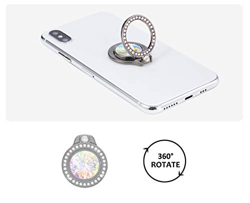 Glitter Bling Bling Phone Ring Holder,Sparkle Phone Ring Artificial Diamond Kickstand,Rhinestone Cell Phone Finger Ring Grip for Women for Almost All Phones,Pad(Black) - color: Black