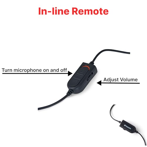 Verbatim Mono Headset, 3.5mm, 40mm Driver, Microphone, in-Line Controls - size: 6.33, style: Mono