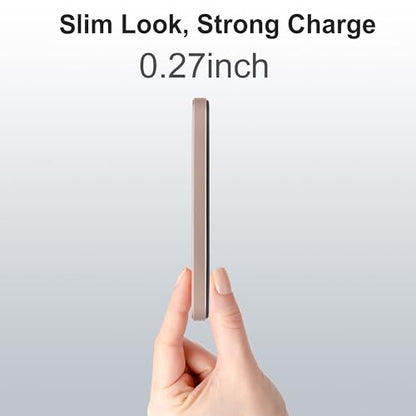 Magnetic Portable Charger 5000mAh, 15W Ultra Slim Wireless Portable Charger, Fast Charging for iPhone 16/15/14/13/12 Pro/Pro Max/Plus, Metal Shell, USB-C Cable to Charge Other Phones (Gold) - color: Gold