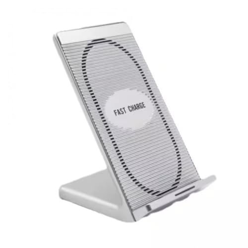 Wireless Charger 10W Fast Stand Compatible with Motorola Moto G Stylus 5G (2025), Detachable 2-Coils Charging Pad Slim Silver