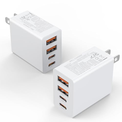 2Pack USB C Charger Block 40W Fast USB C Wall Charger 4-Port - color: Snow-white