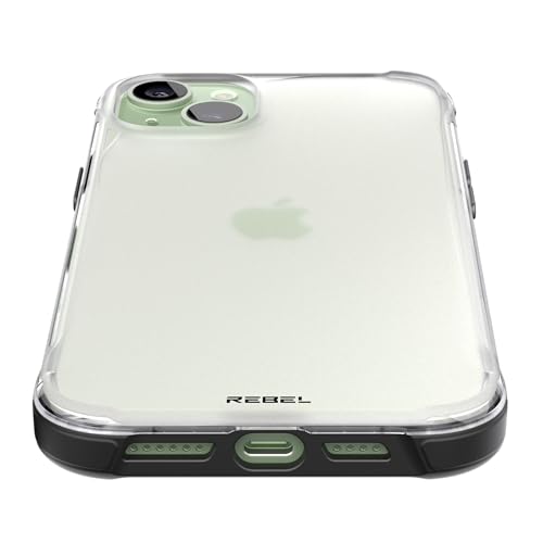 REBEL Clear Case for iPhone 15 Plus [Frosted Series Gen-4] Translucent Matte Texture, Non-Yellowing, Protective Shockproof Bumpers, Metal Buttons, 6.7 Inch 2023 Phone Cover (Frosted Black, No Magnet) - color: Frosted Black, No MagSafe, size: iPhone 15 Plu