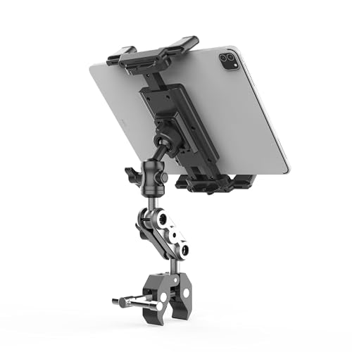 Universal Tablet Holder Mount for Treadmill, Exercise Bike, Stroller, Wheelchair, Golf Cart - 360° Rotatable Adjustable Clamp for 4.7" to 12.9" iPad, iPhone, Smartphones & Tablets