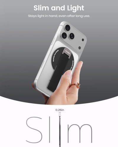 2026 Klearlook for MagSafe Phone Grip with Silicone Finger Strap, Removable Magnetic Phone Ring Holder with Adjustable Kickstand, Finger Phone Ring Grip for iPhone 17/16/15/14/13/12 Series, Black - color: Black