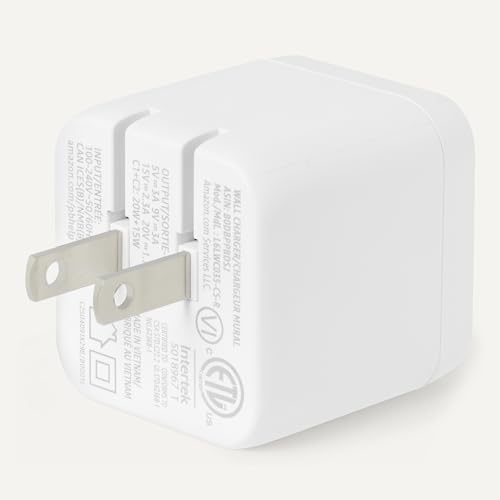 Amazon Basics 35W Fast Charging USB-C Nano GaN Wall Charger, 2-Port for Phones, Tablets, Charge 2 Devices Simultaneously, White - color: White, style: 35 W Two Port