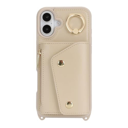 Lipvina Crossbody Wallet Case for iPhone 16 Plus,Beige - color: 02-Beige, size: iPhone 16 Plus 6.7"