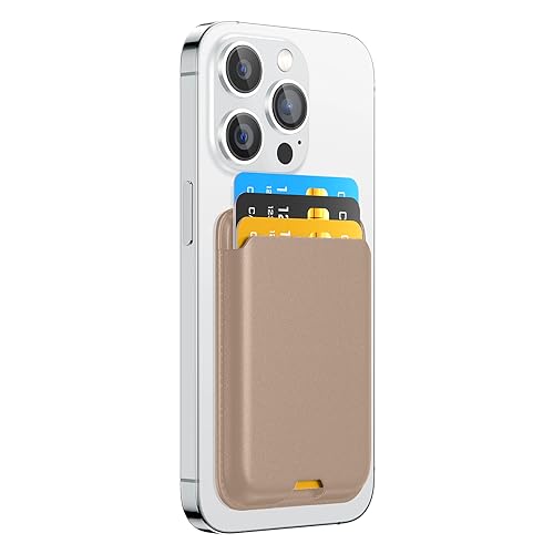 Phone Card Holder, Premium Leather Wallet Stick on, Adhesive Credit Card Holder for Case, Sticky Wallet for Back of Cover, Android Cell Phone, iPhone, Fit 4 Cards, Rose Gold - color: Rose Gold