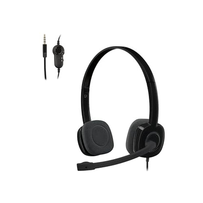 Logitech H151 Wired Analog Stereo Headphones with 3.5 mm Audio Jack - Black