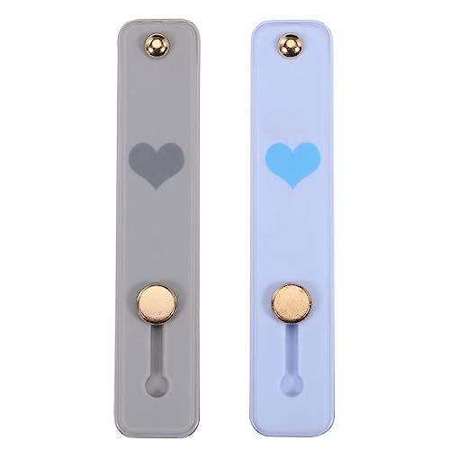 MECCANIXITY 2 Pcs Phone Loop Finger Holder Silicone Phone Strap Grip Holder Cell Phone Grip Stand for Most Smartphones Light Blue,Gray Blue - color: Light Blue,Gray Blue