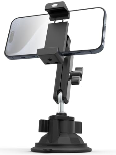 Suction Cup Car Phone Holder, Metal Phone Mount for Car Windshield