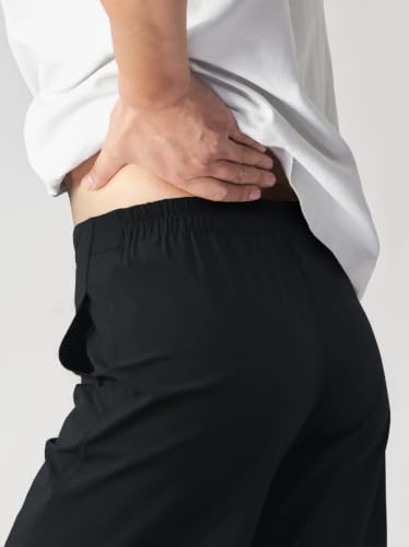 Womens Barrel Travel Pants Elastic Waist Baggy Ankle Pants with Pockets - color: Stretchy-black, size: X-Small
