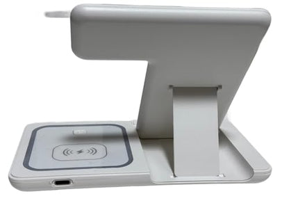 Fast Charging Wireless Charger Station 3 in 1 Multiple Devices Dock 15W Compatible with Any Devices with Wireless Charging Capability Phone, Watch and Earbuds. (White)