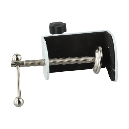 Metal Base C-Shape Table Mount Clamp with Cantilever Bracket and 360° Rotation for Desktop or Bedside Use, Black(white)