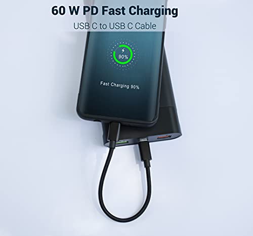 USB C to USB C Cable Short, 8 inch(20cm), 3 Packs, 60W Fast Charging - color: black, size: 6 inch