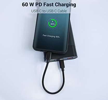 USB C to USB C Cable Short, 8 inch(20cm), 3 Packs, 60W Fast Charging - color: black, size: 6 inch