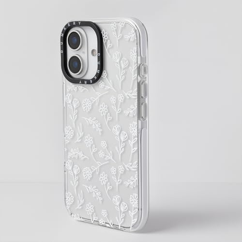 Dumkery Cute White Flowers Phone Case Compatible with iPhone 16, Floral Aesthetic Pattern, Soft TPU Heavy Duty Protection Shockproof Clear Cases Cover for Girls Women - size: iPhone 16