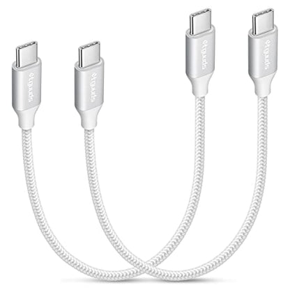 etguuds USB C to USB C Cable 1ft, 2-Pack 60W C to C Cable Fast Charging - color: White, size: 1ft
