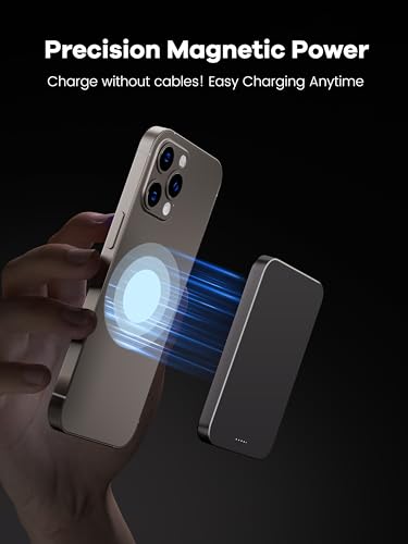【Titanium Body & Ultra-Slim 0.3-Inch Design】 5000mAh Magnetic Power Bank with Titanium Body, Lightweight & Portable, Easy to Carry for Daily Use, Travel, and Emergencies - color: cosmic orange