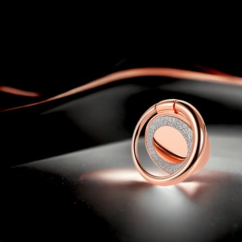 Cell Phone Ring Holder Finger Kickstand Turns 360° Degrees & 180° Degrees Adjustable to Fit Your Needs Helps Stabilize Phone for Selfies iPhone Stand Phone Grip Circle Bling 52014 (Rose Gold) - color: Rose Gold