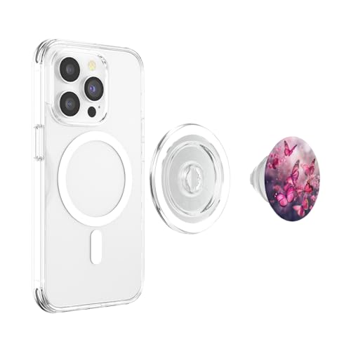 Pink Butterflies PopSockets MagSafe PopGrip for iPhone - style: MagSafe