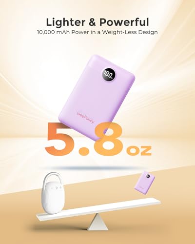 Small Portable Charger 10000mAh 20W Fast Charging Mini Power Bank, Purple - color: Purple