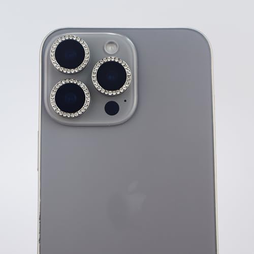 BONVAN for iPhone 15 Pro/Pro Max/14 Pro/ProMax Camera Lens Protector - Bling Glitter Diamond Metal Crystal Tempered Glass Screen Accessories Rhinestones Lens Cover (Grey) - color: Grey