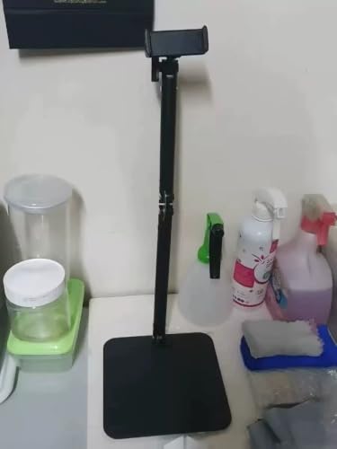 Adjustable Overhead Articulating Arm Phone Stand for Desk, Black Metal