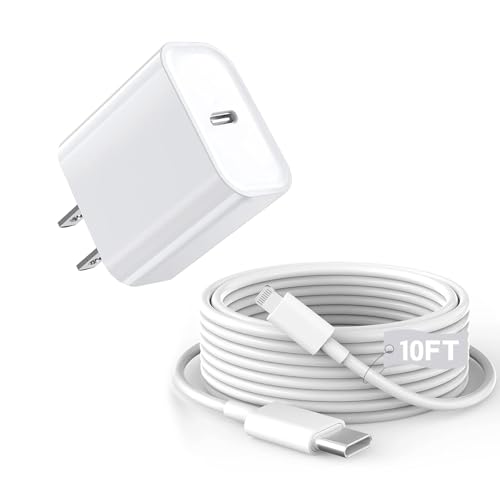 iPhone Fast Charger, 10FT 20W[Apple MFi Certified]USB C Fast Charging Block - color: White 10ft
