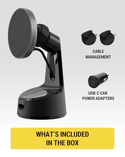 Scosche MagicMount Charge Pro Qi2 Fast Wireless Charging MagSafe Car Mount Charger, 15W Magnetic Cell Phone Holder for Car Dashboard/Windshield Compatible with iPhone 16/15/14/13/12 Pro Max Plus, S25 - size: Circle, style: Window / Dash Suction