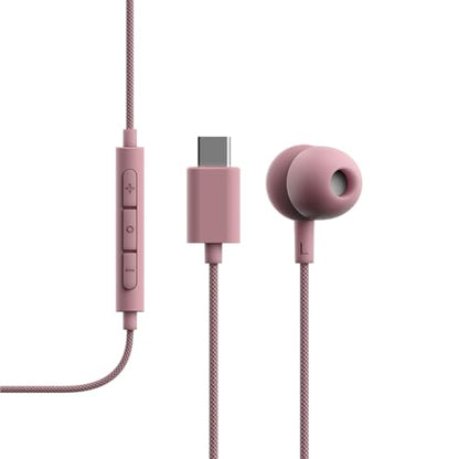Sudio V3 Essential Wired Earbuds | in Ear Headphones with Cable and USB-C Connector | Tangle-Resistant Braided Cable | Built-in Microphone | IPX4 Water Resistant | No Charging Needed | (Pink) - color: Pink