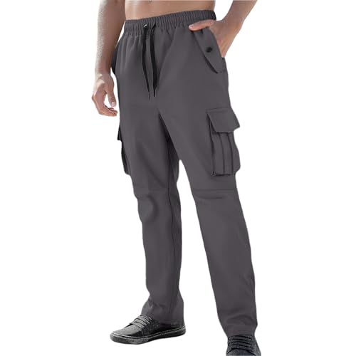 Men Cargo Pants Cotton Twill Breathable Tactical Waterproof Flap Pockets Hiking Beach Fishing Tactical Pants for Men - color: A Dark Gray, size: Medium