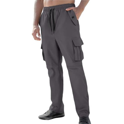 Men Cargo Pants Cotton Twill Breathable Tactical Waterproof Flap Pockets Hiking Beach Fishing Tactical Pants for Men - color: A Dark Gray, size: Medium