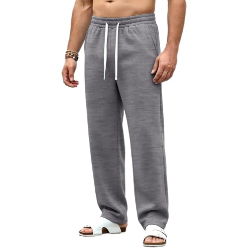 Baggy Sweat Pants for Mens Drawstring Lightweight Sweatpants with Pockets - color: Z001- Dark Gray, size: Small