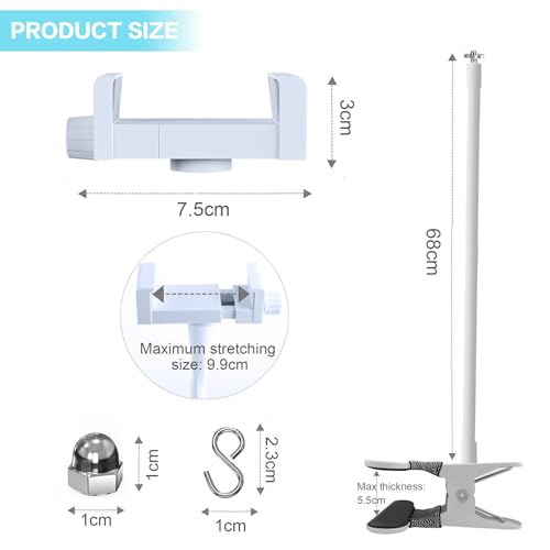 Baby Crib Mobile Arm, Flexible Changing Table Clamp, 68cm Gooseneck Mobile Crib Holder Hanging Crib Attachment, Multifunctional Monitor Mount, Universal Cam Mounting Bracket, Mobile Phone Holder