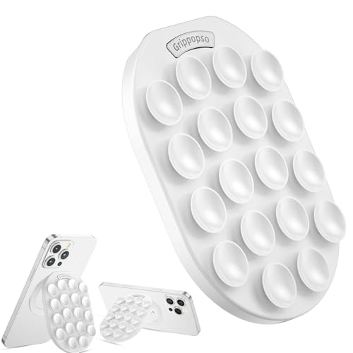 Magnetic Silicone Suction Cup Phone Mount for Magsafe Phone Grip - color: White