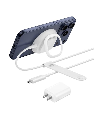 Belkin Qi2.2 25W Wireless Charger Fast Charging Pad with Kickstand - color: White, style: Power Supply Included