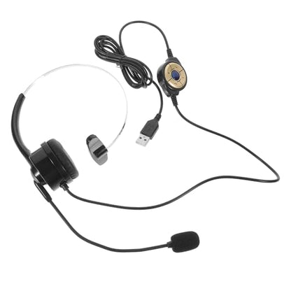 Uonlytech Single Ear Telephone Headset with Mic, Plug and Play, Black