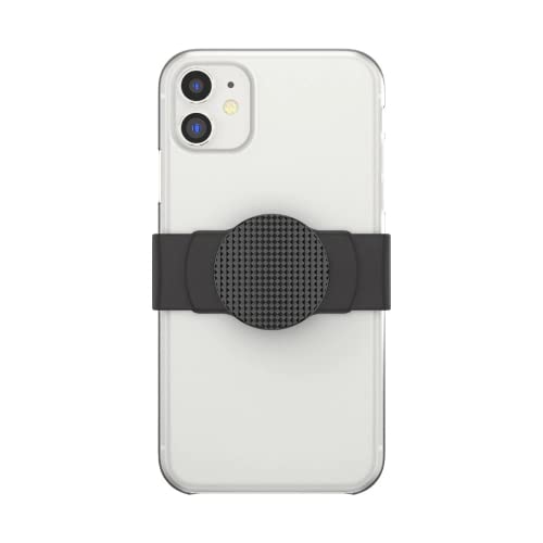 PopSockets Phone Grip Slide for Phones and Cases, Sliding Phone Grip with Expanding Kickstand - Black Knurled Texture