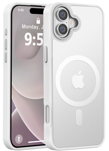 Newfuture Magnetic for iPhone 16 Case Matte Shockproof, Frosted White | Military Drop Protection, Slim Matte Anti-Fingerprint, Compatible with Magsafe, Camera Guard, Translucent Protective Cover - color: Frosted White, size: iPhone 16 6.1 inch