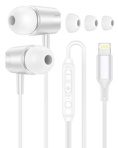 Lightning Headphones Wired for iPhone 14 13 12, in-Ear Apple Wired Earbuds - color: White