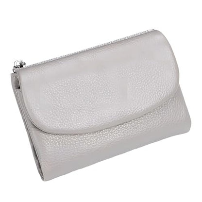 Unisex Pebble Leather Wallet, 5.3In Short Genuine Leather Coin Card Holder, Unisex Clutch Bags, Can Hold Coins, Id Cards - color: Gray
