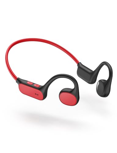 iClever OWS01 Kids Bluetooth Headphones, Air Conduction Open Ear Headphones - color: Red & Black