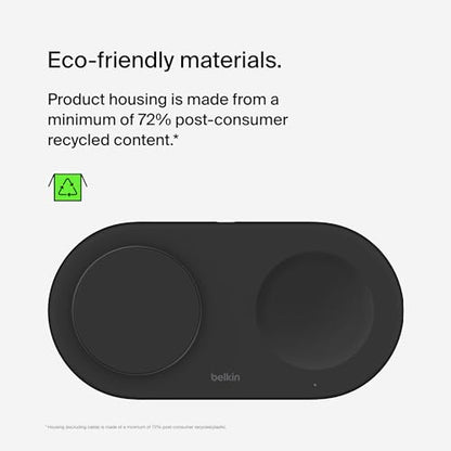 Belkin Qi2 15W 2 in 1 Wireless Charging Pad with USB-C Port - color: Black, style: 2 in 1